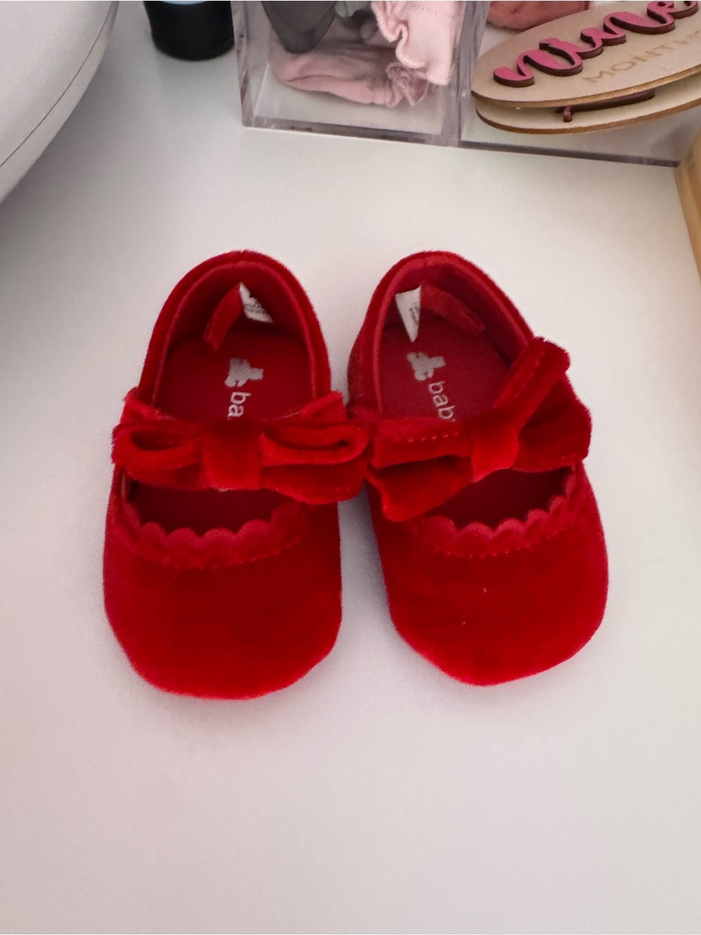GAP Red Velvet Mary Jane Shoes with Bow